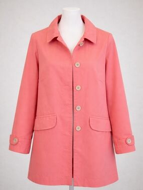Women's Coral Button-Front Trench Coat